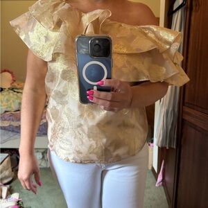 Lilly Pulitzer trixie one shoulder Elegant Gold Off-Shoulder Women's Top